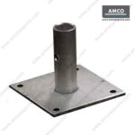 Scaffolding base plate with pipe welding