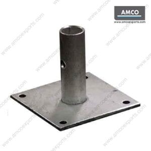 Base plate with pipe welding for scaffolding support