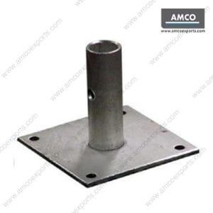 Fixed base plate with welded pipe 150x150x5mm for Cuplock and pipe scaffolding systems