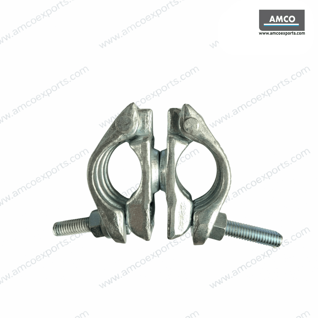Forged swivel coupler 48x60mm for connecting scaffold tubes at adjustable angles with zinc plated finish