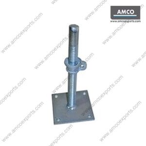 Solid Base Jack with MCI Cup Nut manufactured by AMCO Exports for scaffolding, formwork, and construction applications.