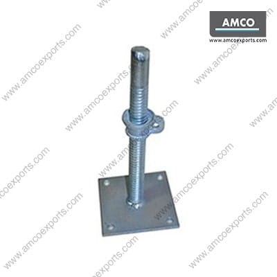 Solid Base Jack with MCI Cup Nut manufactured by AMCO Exports for scaffolding, formwork, and construction applications.