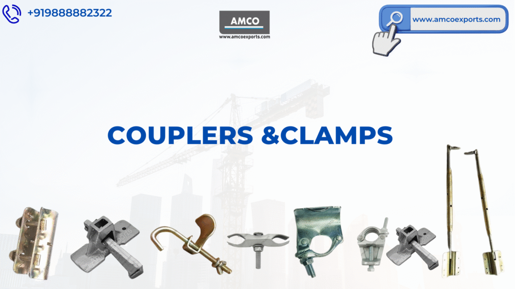 Scaffolding coupler for construction formwork and scaffolding