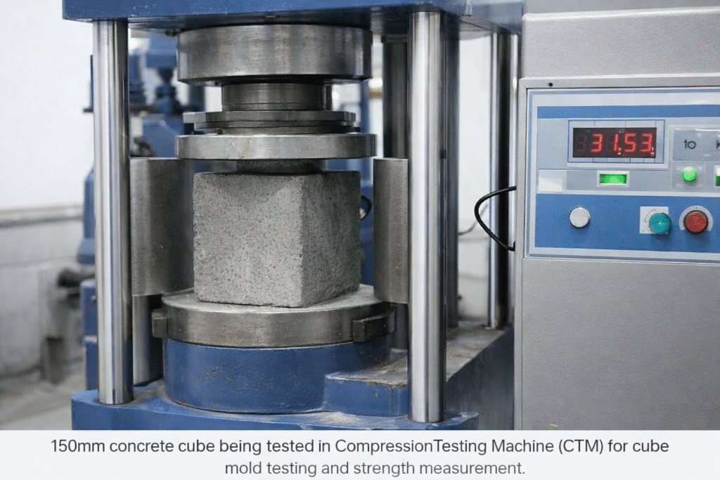 Cube mold testing in CTM machine