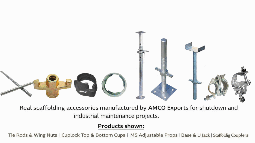 scaffolding accessories supplied for industrial shutdown projects by AMCO Exports
