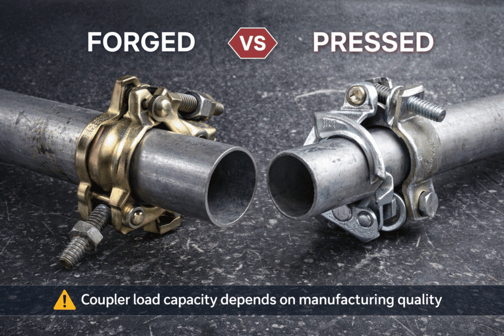 scaffolding coupler load capacity comparison showing strength limits