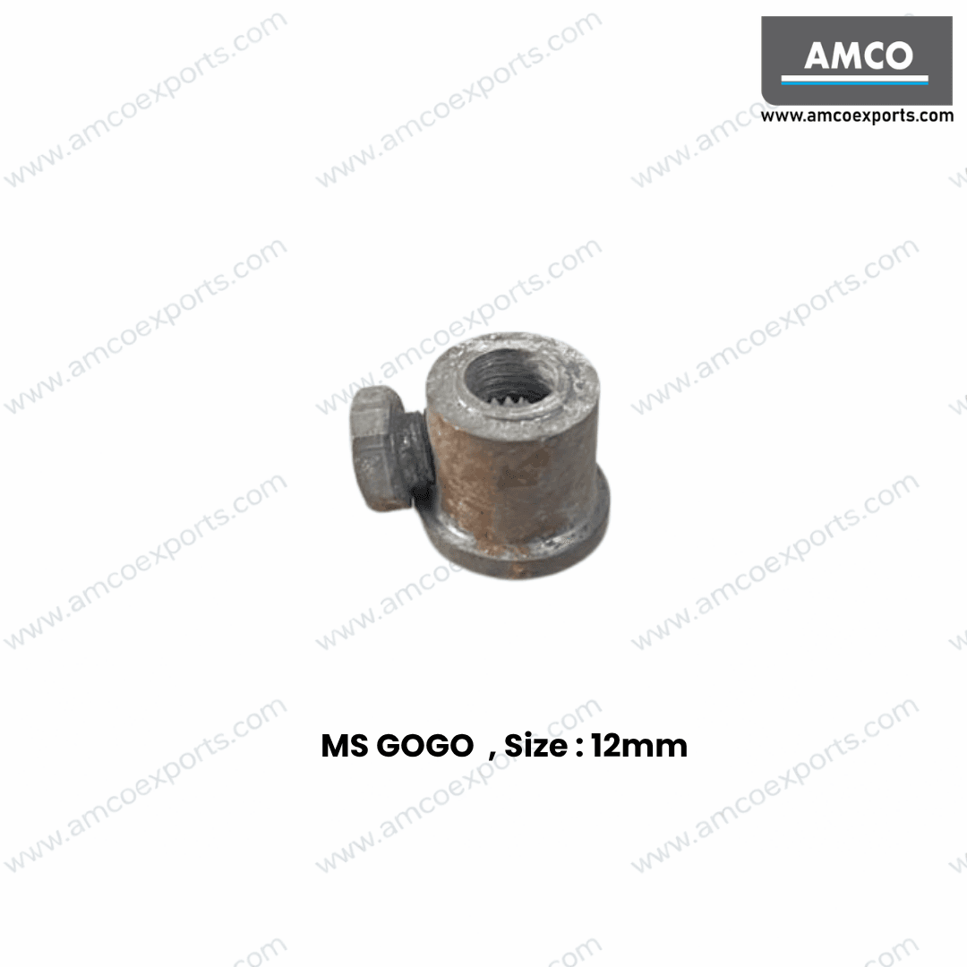 12MM metallic grey MS Gogo Clamp with threaded locking bolt used for scaffolding, shuttering, column formwork, and industrial fastening applications.