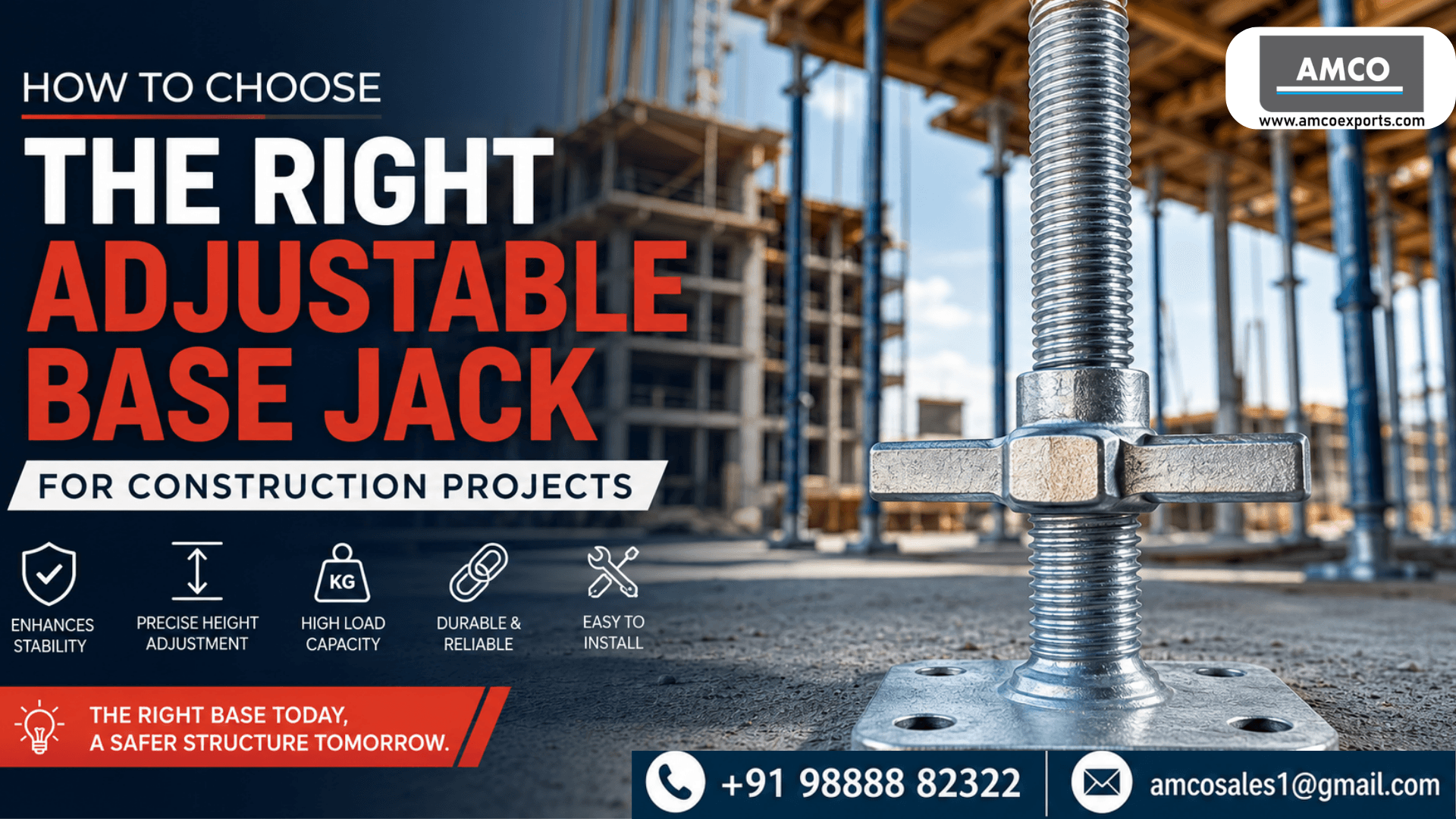 Adjustable base jack guide for scaffolding stability