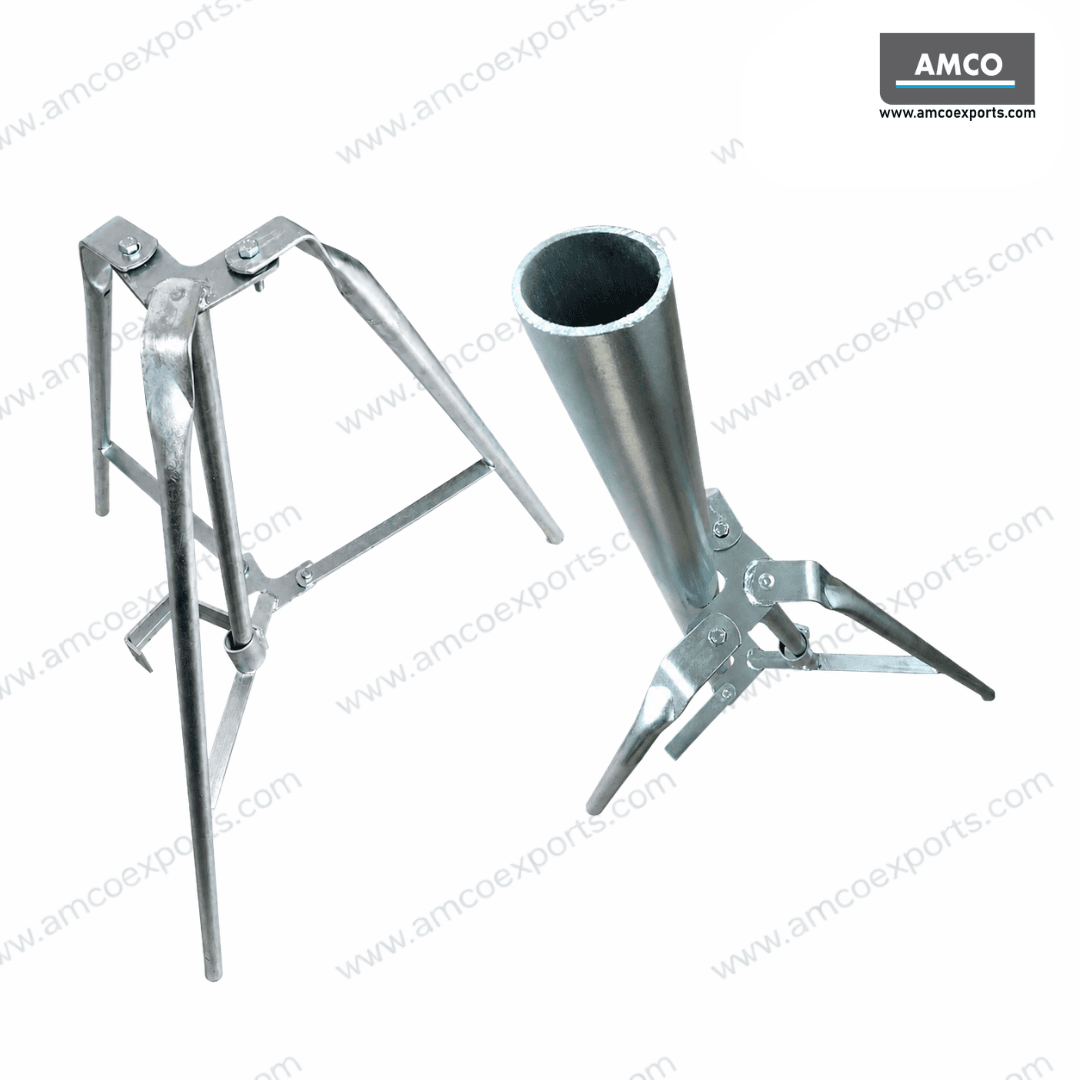 GI scaffolding tripod for adjustable steel props used in slab shuttering, formwork support, and RCC construction projects