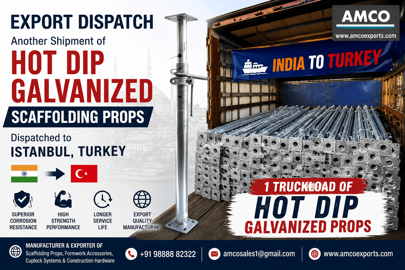 Hot Dip Galvanized Scaffolding Props export dispatch to Istanbul Turkey