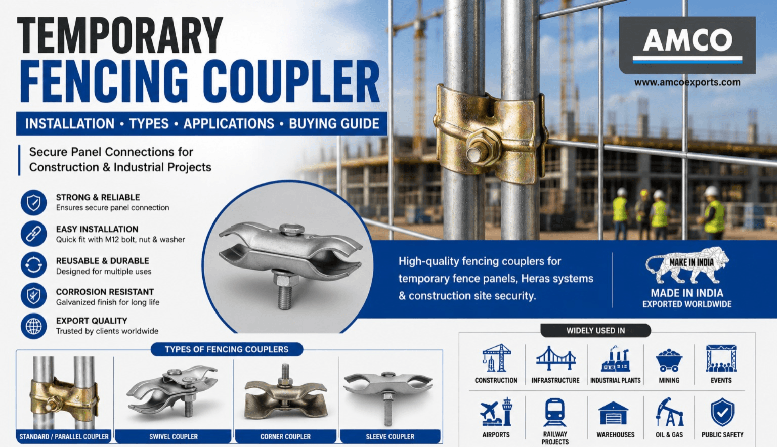 Temporary Fencing Coupler Guide by AMCO Exports Temporary Fencing Coupler Installation Guide