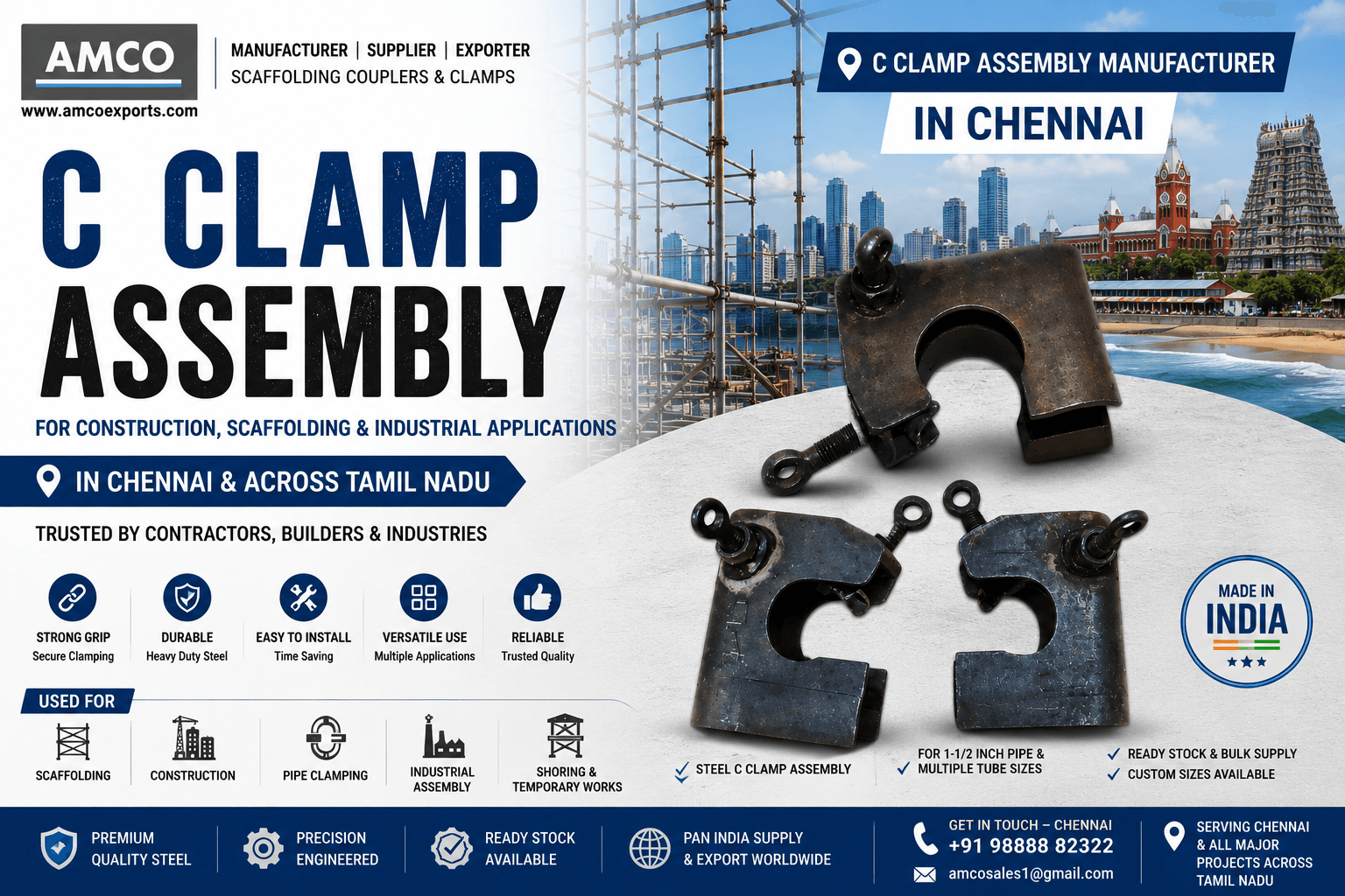 C Clamp Assembly Manufacturer in Chennai for Construction and Scaffolding