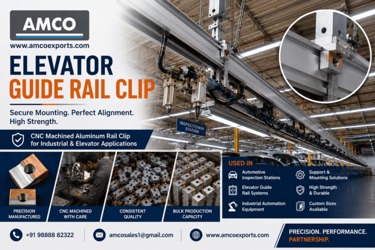 Elevator guide rail clip for industrial applications