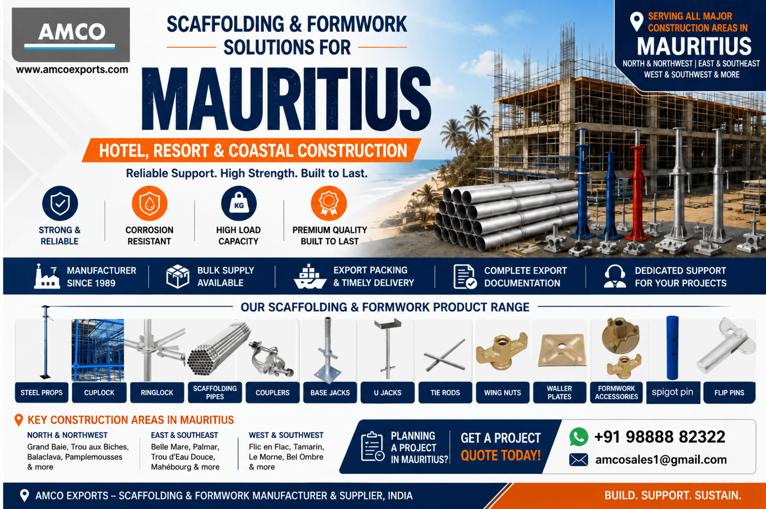 Scaffolding and formwork for Mauritius resort construction